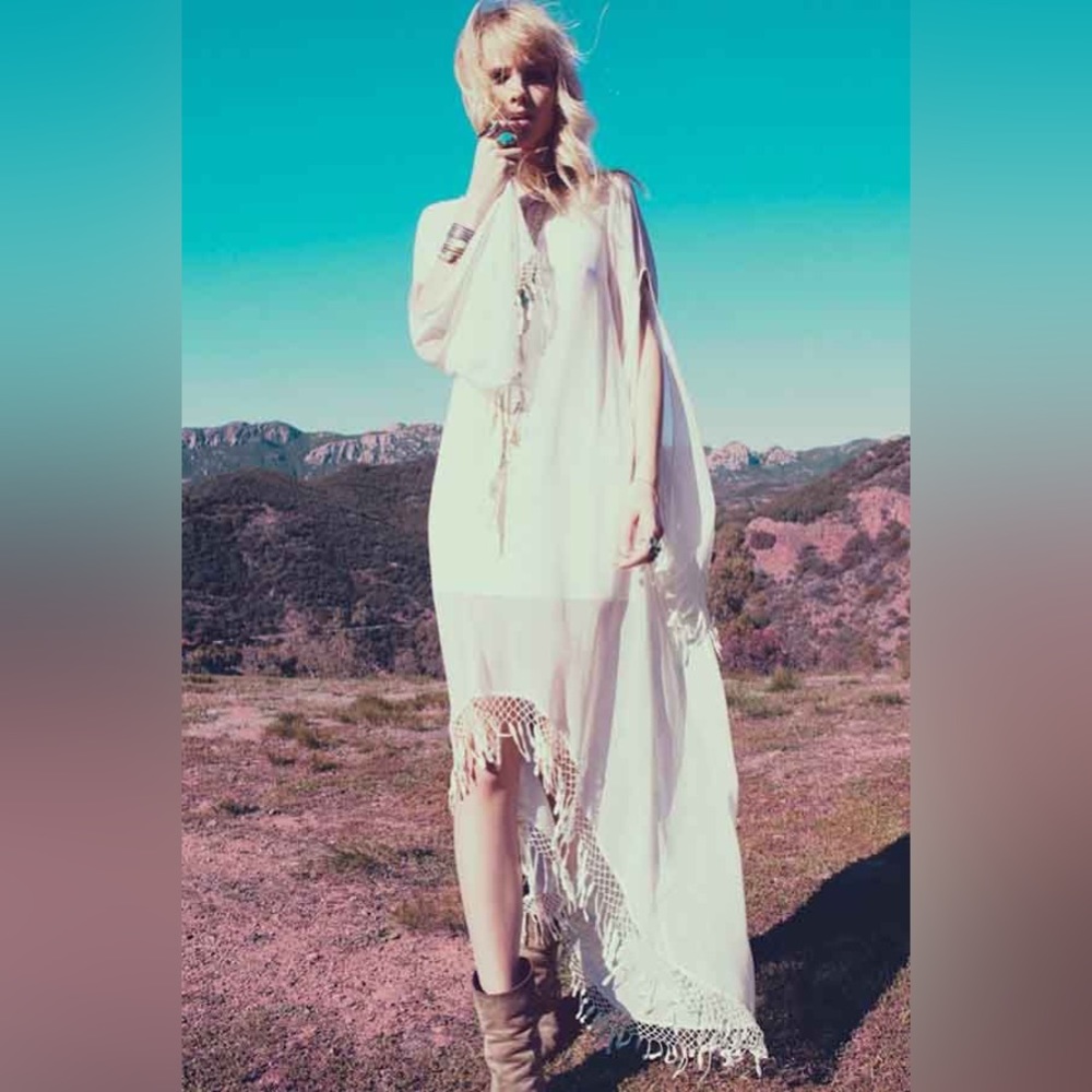 For Love and Lemons Sheer Hi/Low Dress